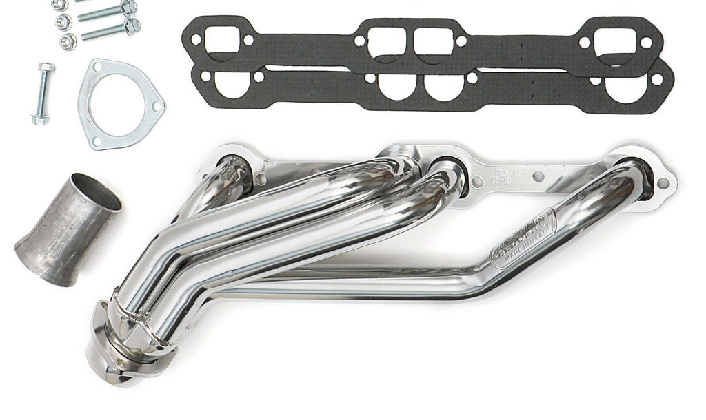 Hedman Hedders 66539 D-PORT, Silver, 1-1/2 in Mid-Length, Engine Swap Headers For SB Chevy in 2WD S10 for Select GMC Jimmy