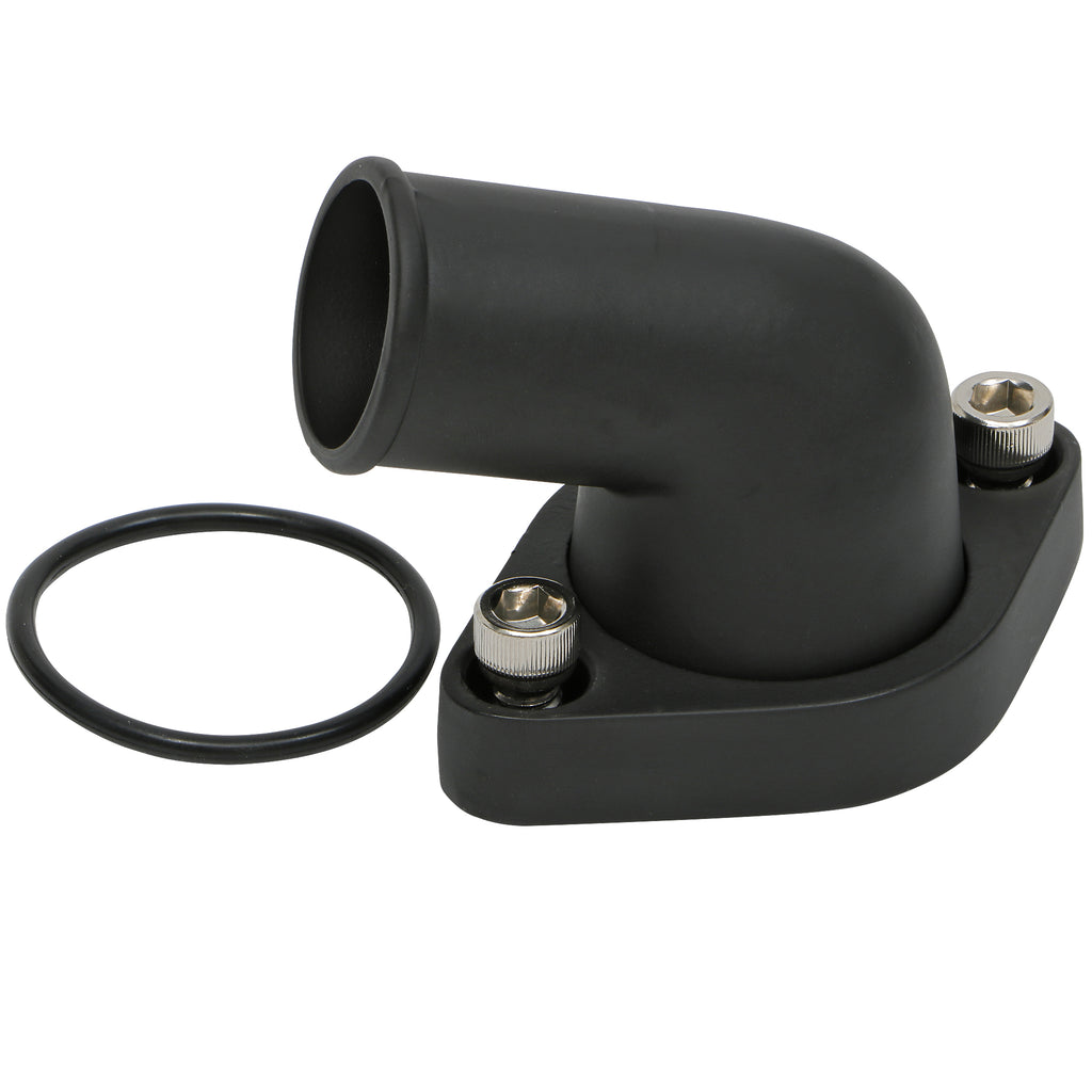 6675-Chevy-V8-Sb--Bb-Aluminum-Water-Neck-15Deg-Swivelstyle-W-Oring-Seal-Black