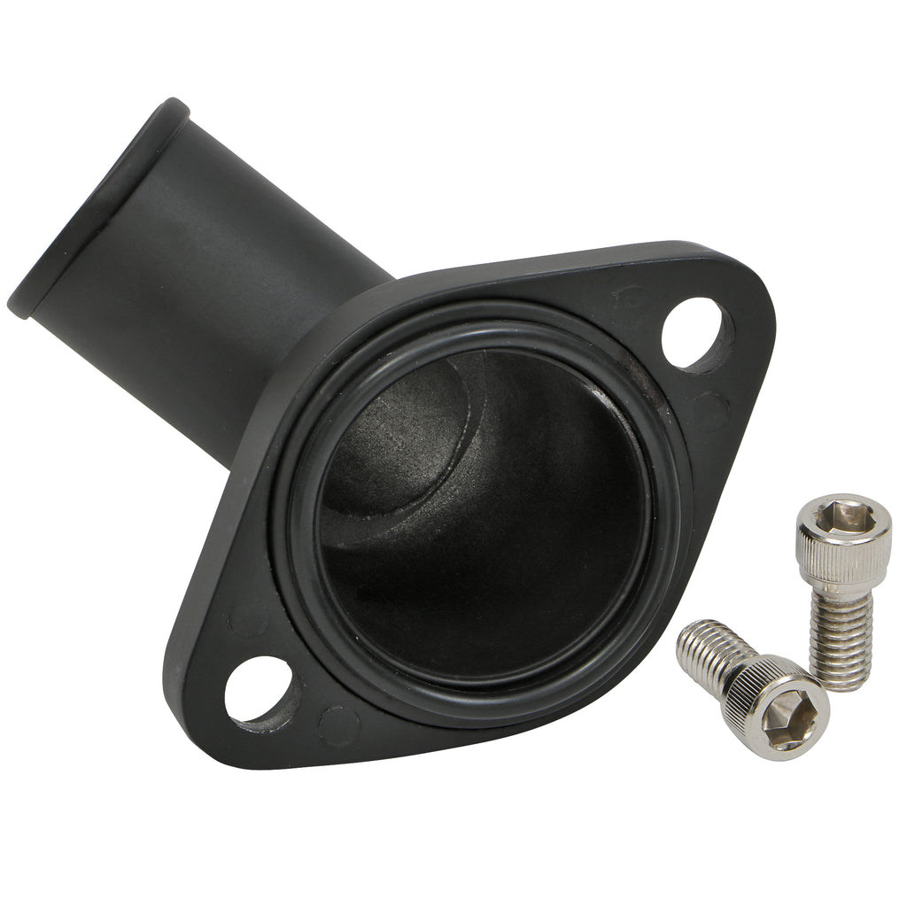 6675-Chevy-V8-Sb--Bb-Aluminum-Water-Neck-15Deg-Swivelstyle-W-Oring-Seal-Black