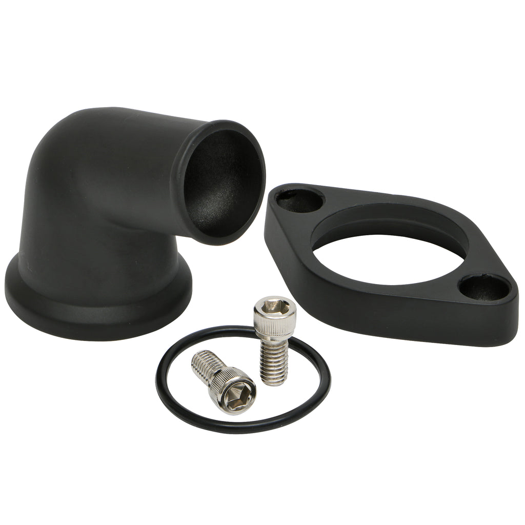 6675-Chevy-V8-Sb--Bb-Aluminum-Water-Neck-15Deg-Swivelstyle-W-Oring-Seal-Black