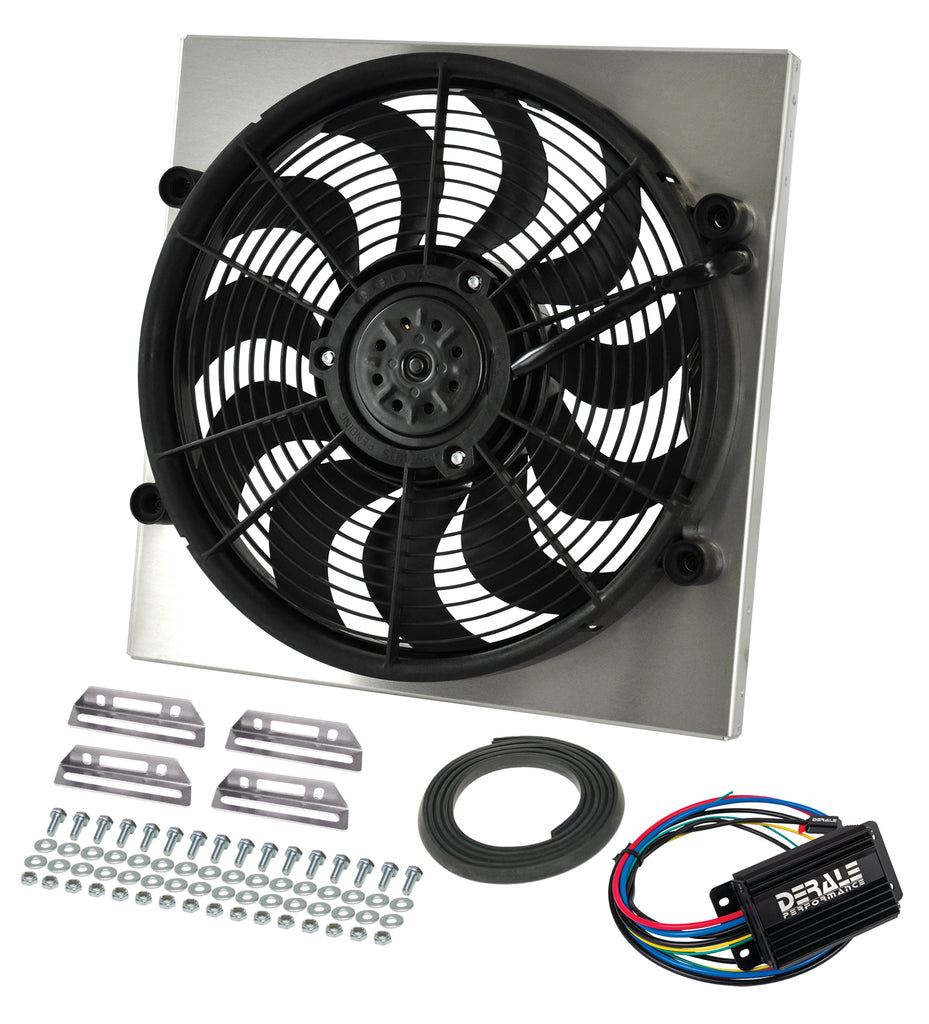 Derale 66818 Powerpack - High Output Single 17" RAD Fan/Alum Shroud Kit w/ PWM Controller