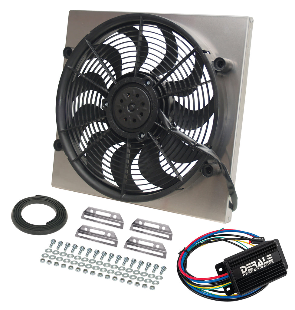 Derale 66819 Powerpack - High Output Single 17" RAD Fan/Alum Shroud Kit w/ PWM Controller