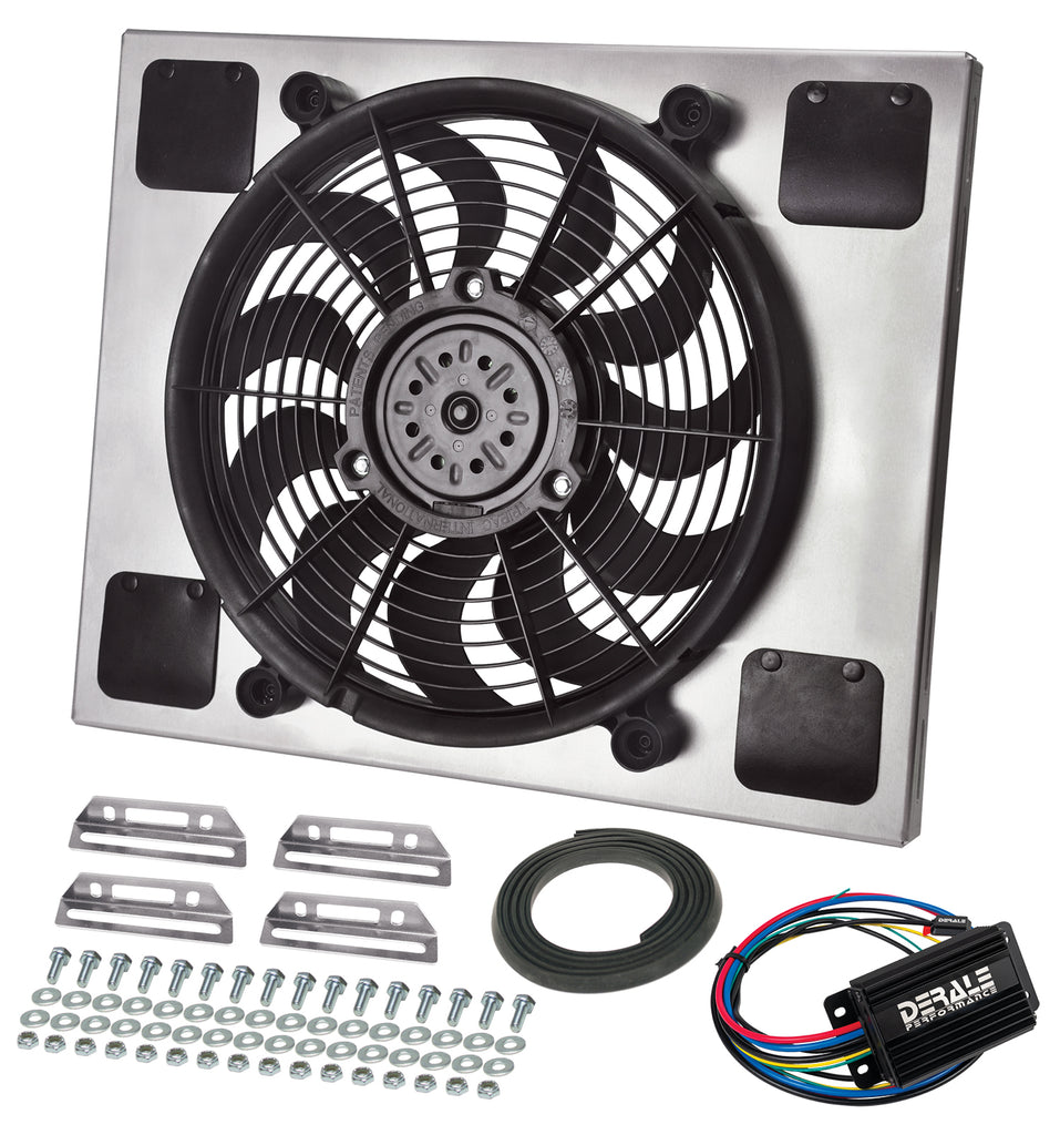 Derale 66820 Powerpack - High Output Single 14" RAD Fan/Alum Shroud Kit w/ PWM Controller