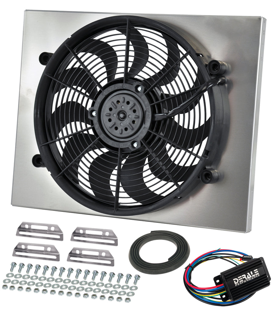 Derale 66821 High Output Single 17" Electric RAD Fan/Alum Shroud Kit w/ PWM Controller