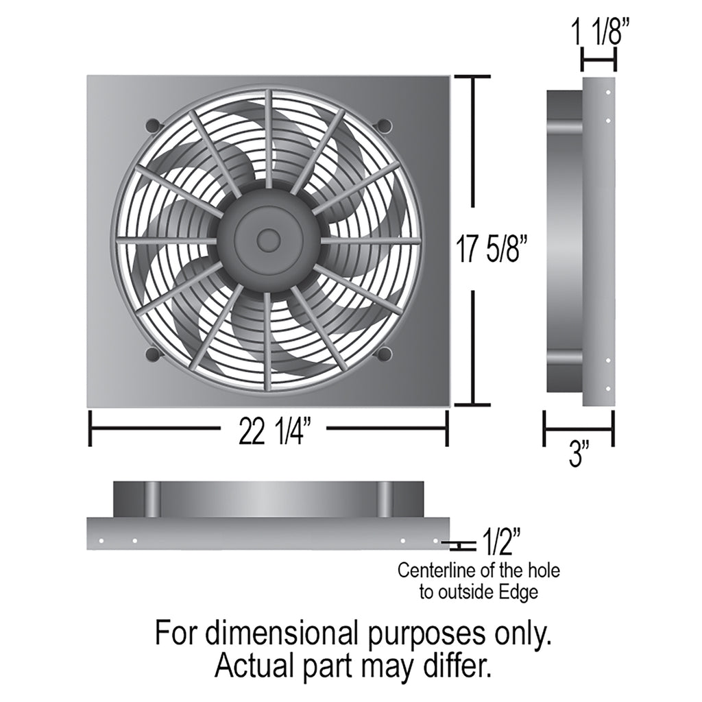 Derale 66822 Powerpack - High Output Single 17" RAD Fan/Alum Shroud Kit w/ PWM Controller