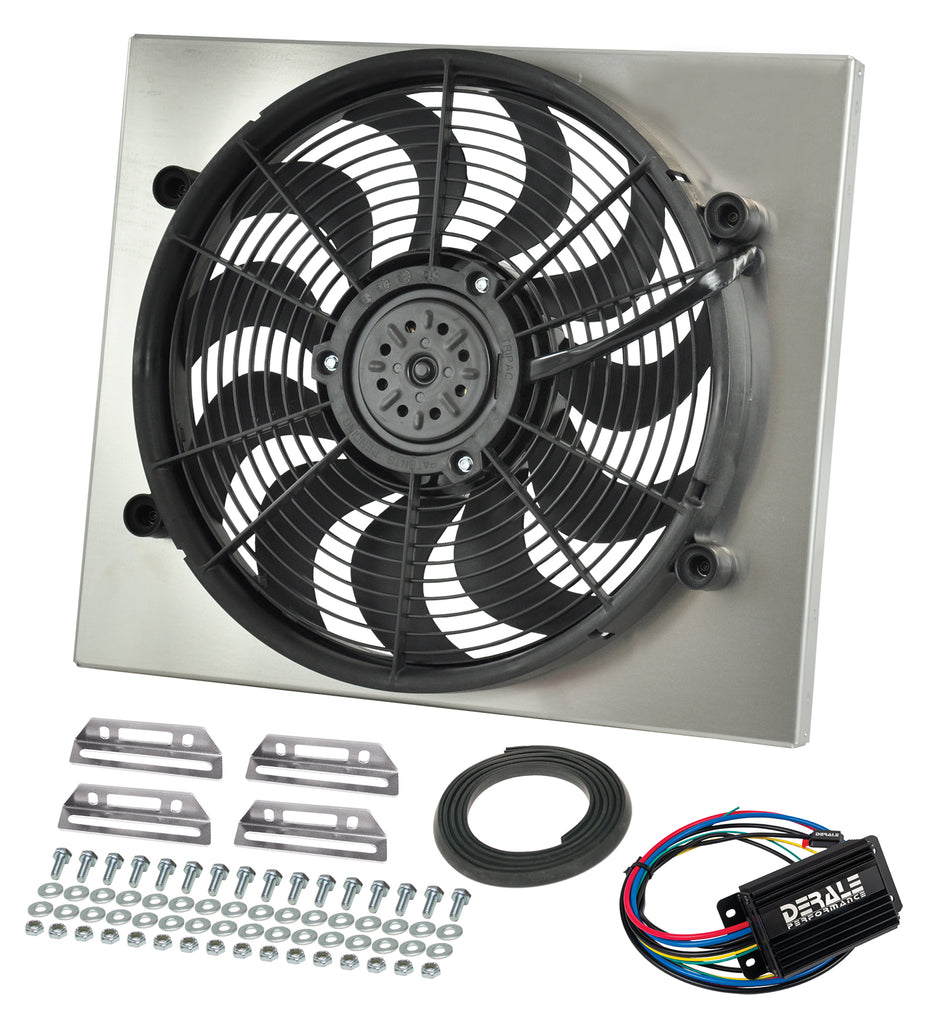 Derale 66822 Powerpack - High Output Single 17" RAD Fan/Alum Shroud Kit w/ PWM Controller