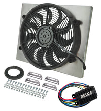 Load image into Gallery viewer, Derale 66823 Powerpack - High Output Single 17" RAD Fan/Alum Shroud Kit w/ PWM Controller