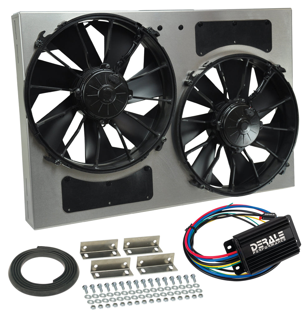 Derale 66826 Powerpack - High Output Dual 12" RAD Fan/Alum Shroud Kit w/ PWM Controller