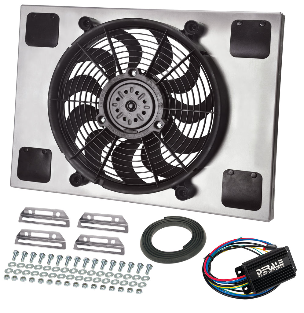 Derale 66827 Powerpack - High Output Single 14" RAD Fan/Alum Shroud Kit w/ PWM Controller