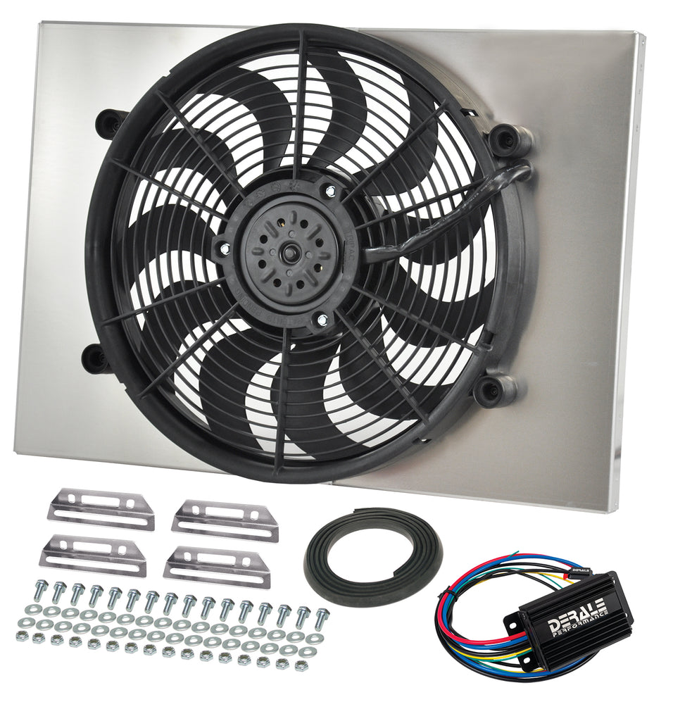 Derale 66828 Powerpack - High Output Single 17" RAD Fan/Alum Shroud Kit w/ PWM Controller