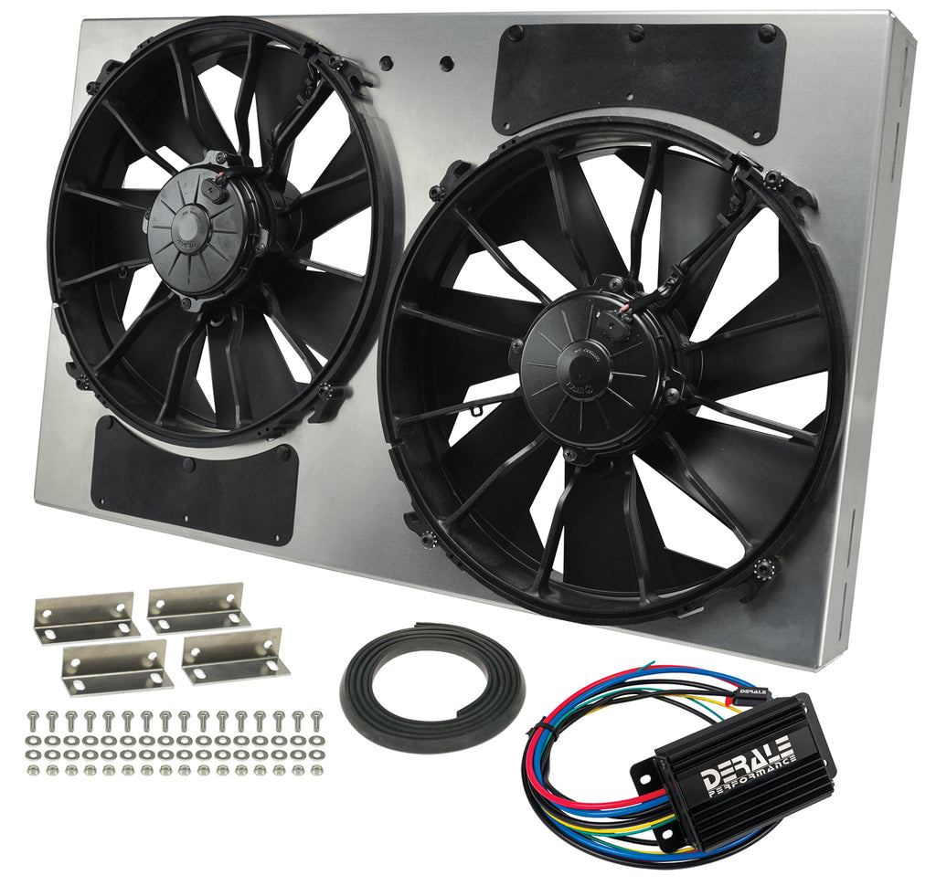 Derale 66836 Powerpack - High Output Dual 12" RAD Fan/Alum Shroud Kit w/ PWM Controller