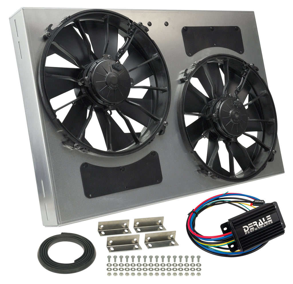 Derale 66837 Powerpack- High Output Dual 12" Electric RAD Fan/Alum Shroud Kit -PWM Controller