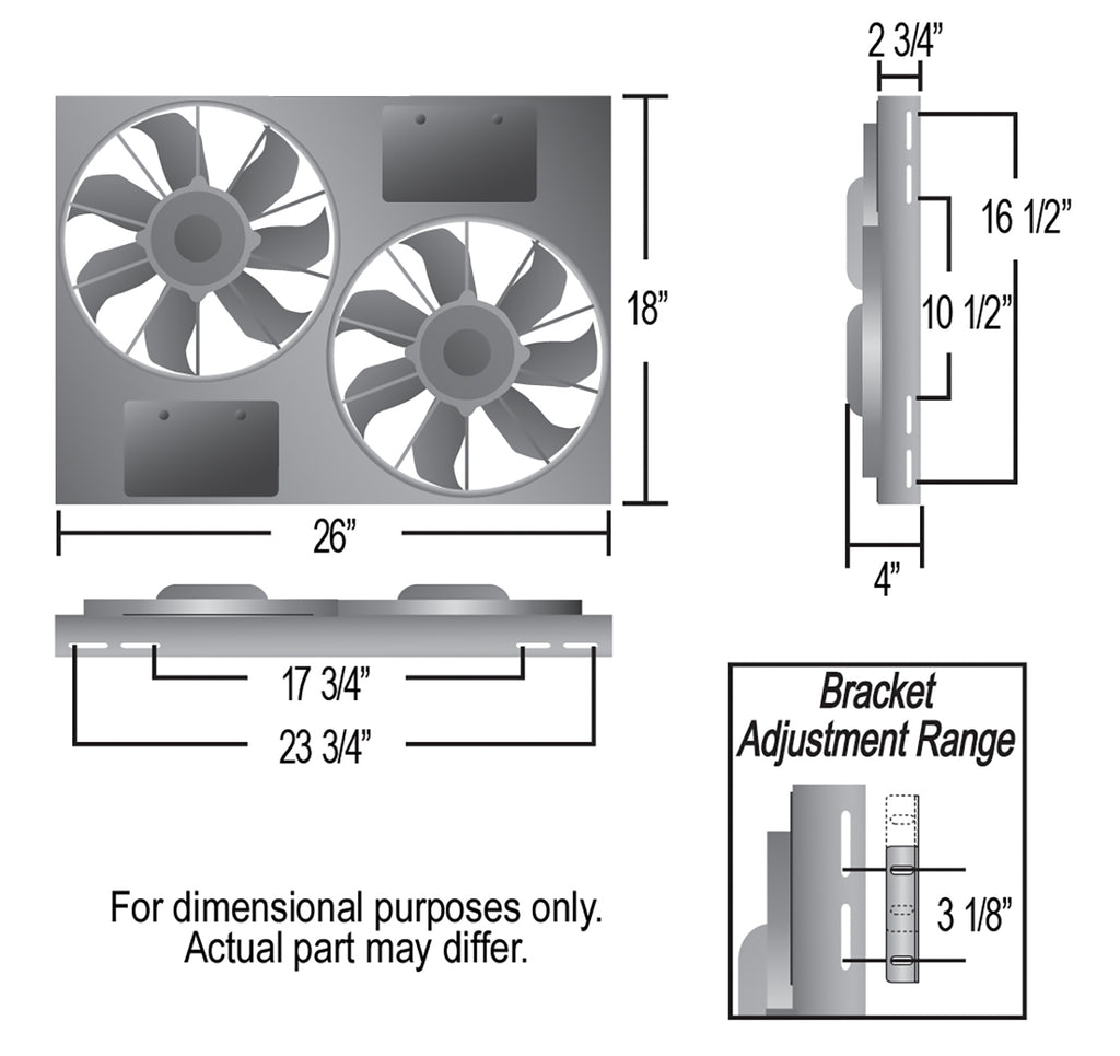 Derale 66927 Powerpack - High Output Dual 12" RAD Fan/Powdercoated Steel Shroud w/ PWM Contro