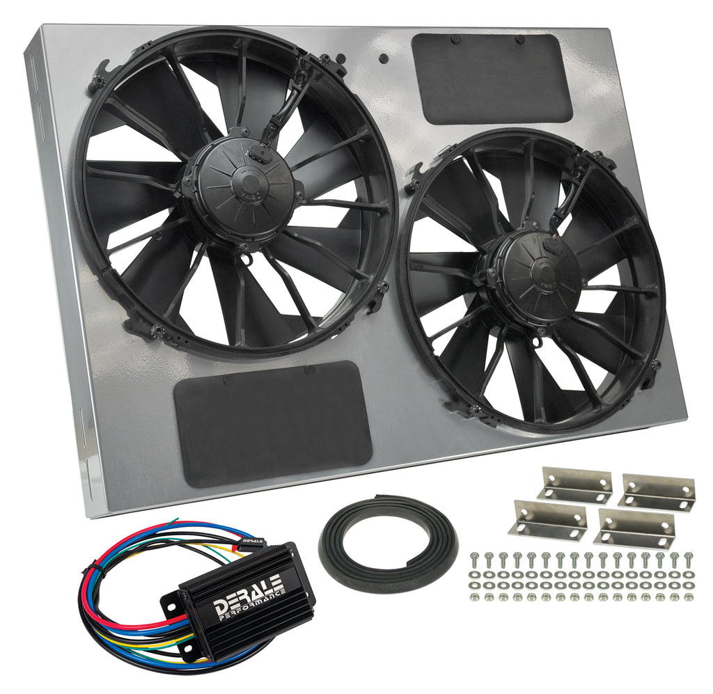 Derale 66927 Powerpack - High Output Dual 12" RAD Fan/Powdercoated Steel Shroud w/ PWM Contro