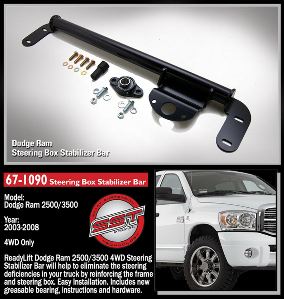 ReadyLift 67-1090 Steering Box Stabilizer Bar for Select Dodge Ram 1500, Dodge Ram 2500, Dodge Ram