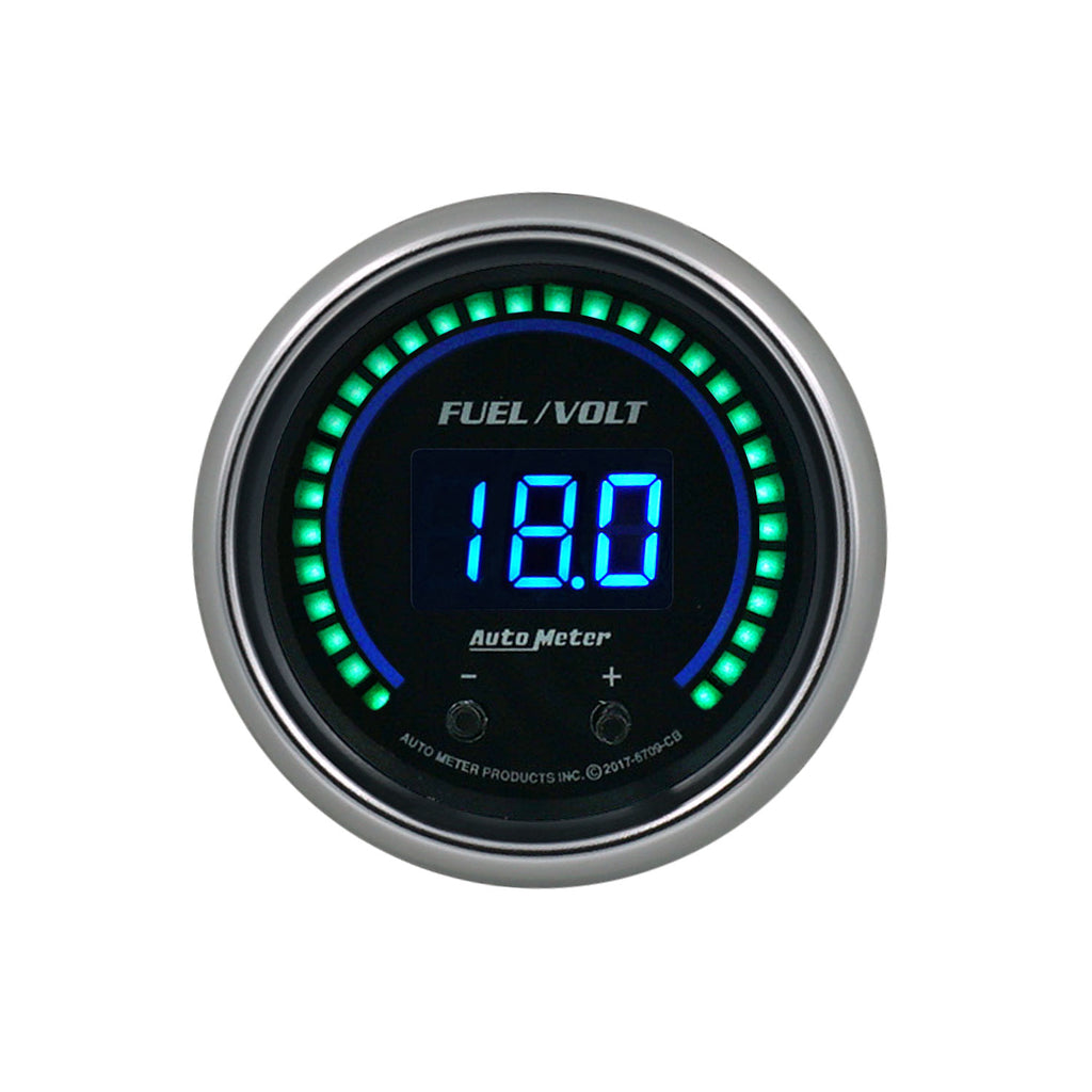 AutoMeter 6709-CB GAUGE, FUEL/VOLT, 2 1/16" TWO CHANNEL, SELECTABLE, COBALT ELITE DIGITAL