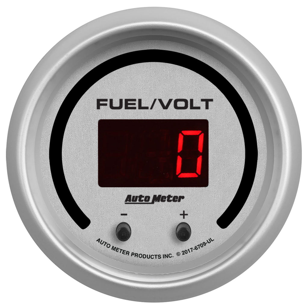 AutoMeter 6709-UL GAUGE, FUEL/VOLT, 2 1/16" TWO CHANNEL, SELECTABLE, ULTRA-LITE ELITE DIGITAL