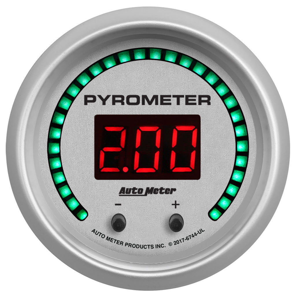 AutoMeter 6744-UL GAUGE, PYROMETER, 2 1/16", TWO CHANNEL, SELECTABLE, ULTRA-LITE ELITE DIGITAL