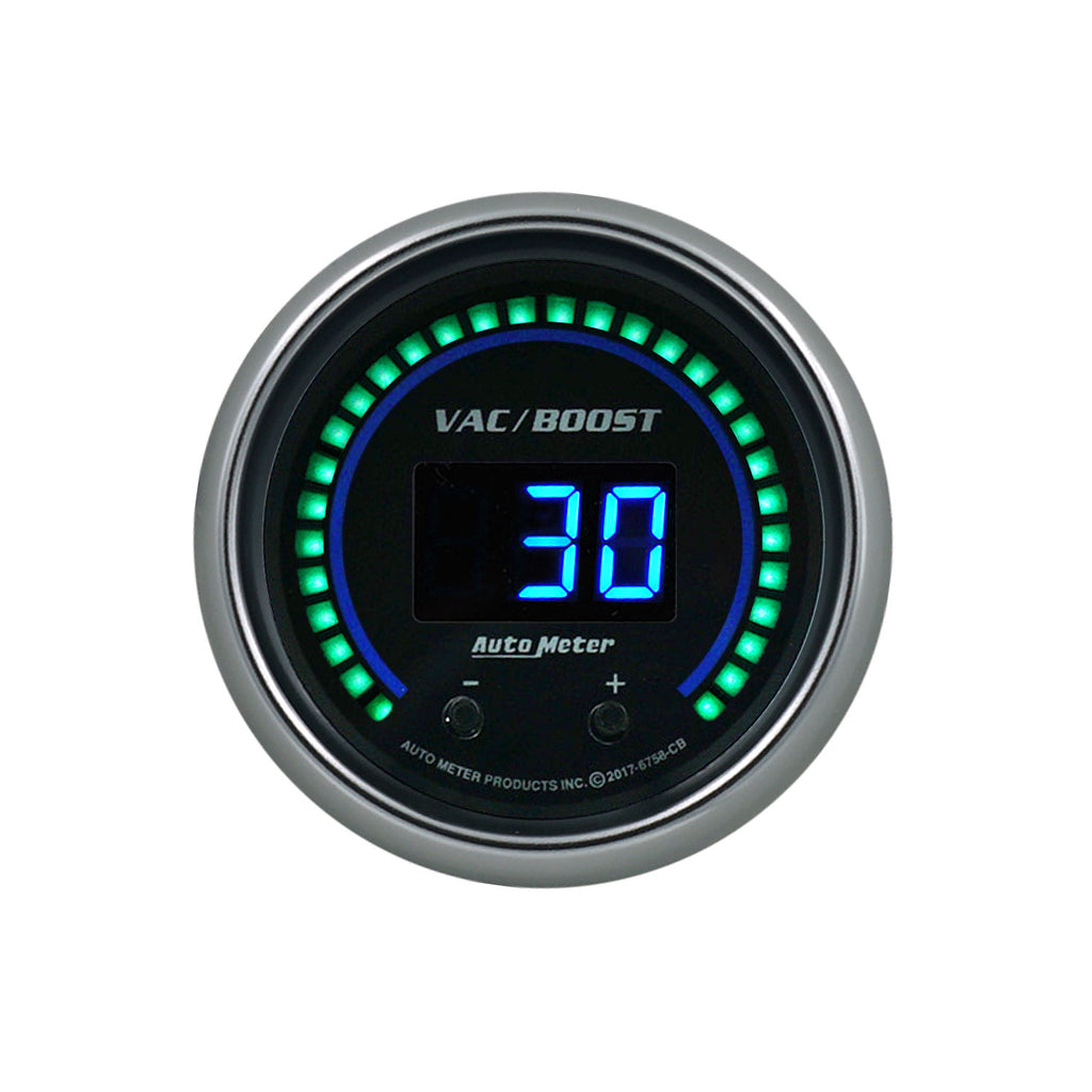AutoMeter 6758-CB GAUGE, VAC/BOOST, 2 1/16", TWO CHANNEL, SELECTABLE, COBALT ELITE DIGITAL