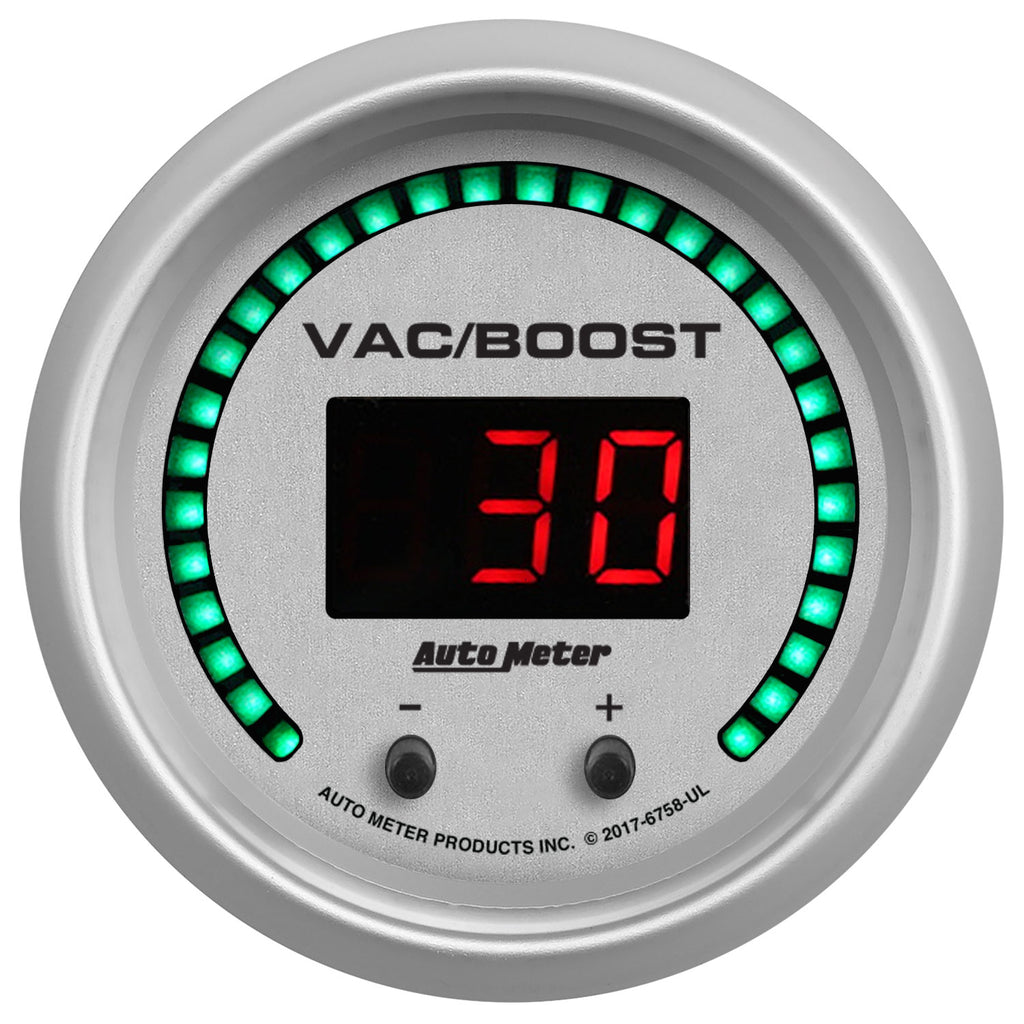 AutoMeter 6758-UL GAUGE, VAC/BOOST, 2 1/16", TWO CHANNEL, SELECTABLE, ULTRA-LITE ELITE DIGITAL