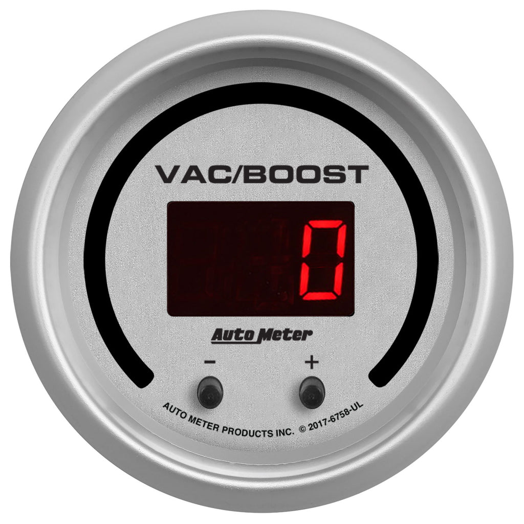 AutoMeter 6758-UL GAUGE, VAC/BOOST, 2 1/16", TWO CHANNEL, SELECTABLE, ULTRA-LITE ELITE DIGITAL