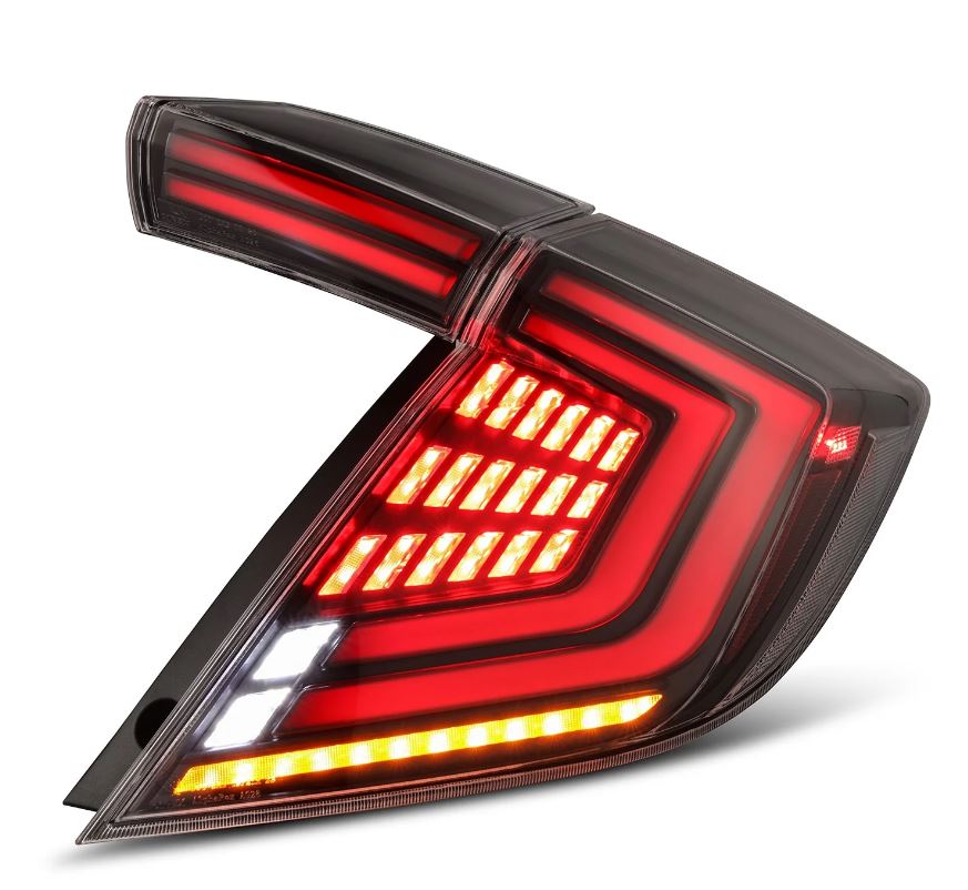 AlphaRex 676000 Prismatic LED Taillights Black Red for Select Honda Civic