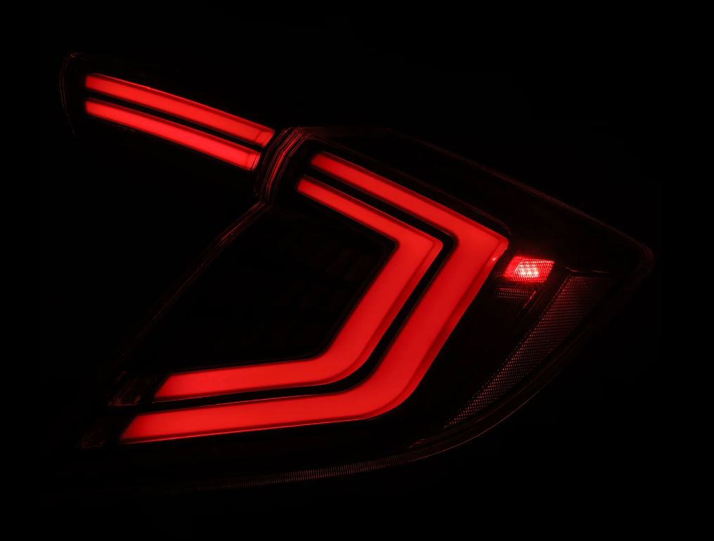 AlphaRex 676000 Prismatic LED Taillights Black Red for Select Honda Civic