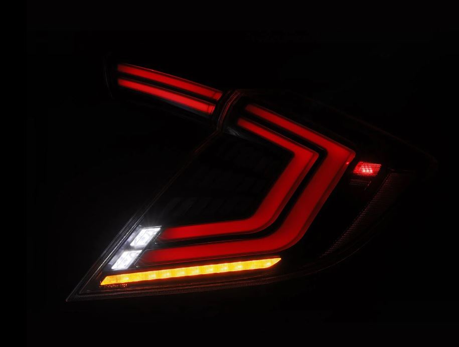 AlphaRex 676000 Prismatic LED Taillights Black Red for Select Honda Civic