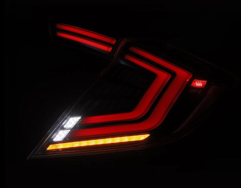 AlphaRex 676020 Prismatic LED Taillights Black for Select Honda Civic