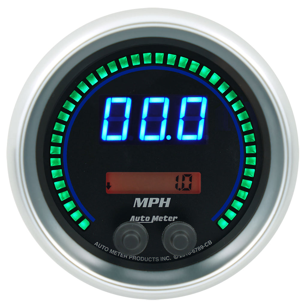 AutoMeter 6789-CB GAUGE, SPEEDO, 3 3/8", 260 MPH / 260 KM/H, ELEC PROGRAM, COBALT ELITE DIGITAL