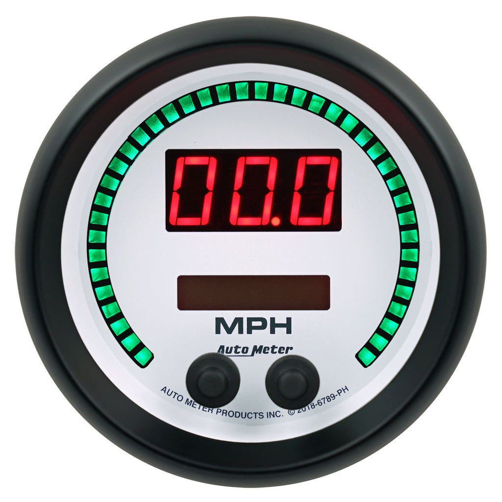 AutoMeter 6789-PH GAUGE, SPEEDO, 3 3/8", 260 MPH / 260 KM/H, ELEC PROGRAM, PHANTOM ELITE DIGITAL