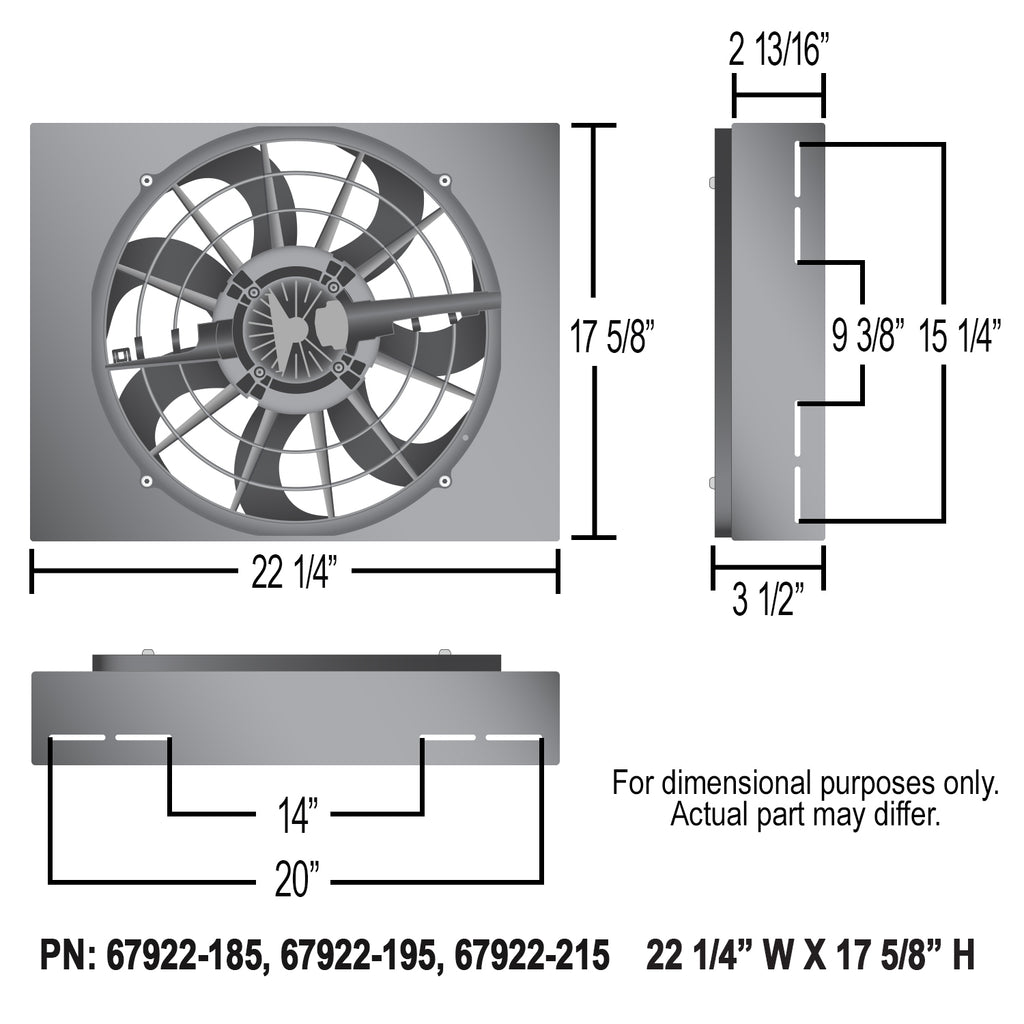 Derale 67922-195 Powerpack - Brushless Single 17" RAD Fan/Alum Shroud Kit w/ PWM Controller
