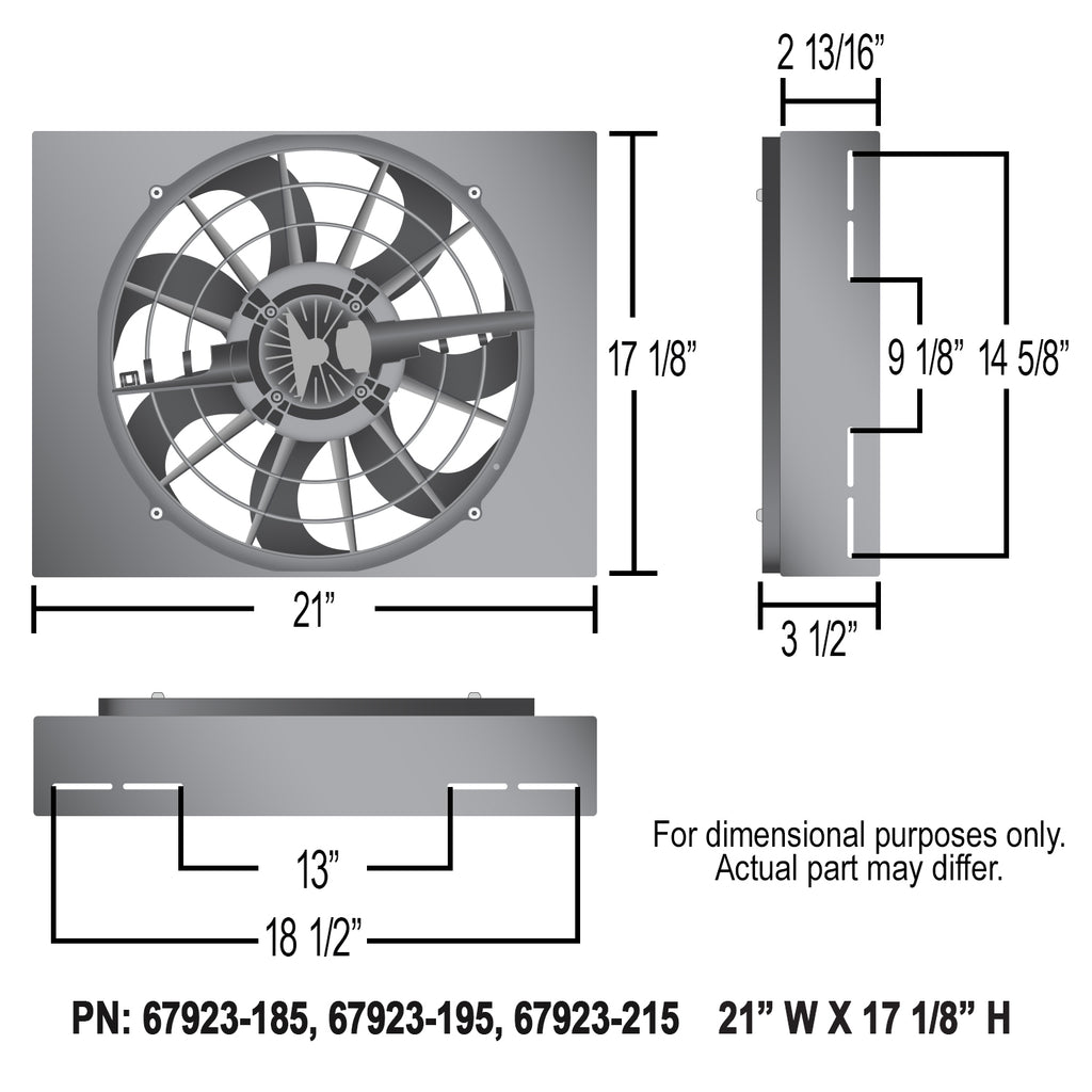 Derale 67923-185 Powerpack - Brushless Single 17" RAD Fan/Alum Shroud Kit w/ PWM Controller