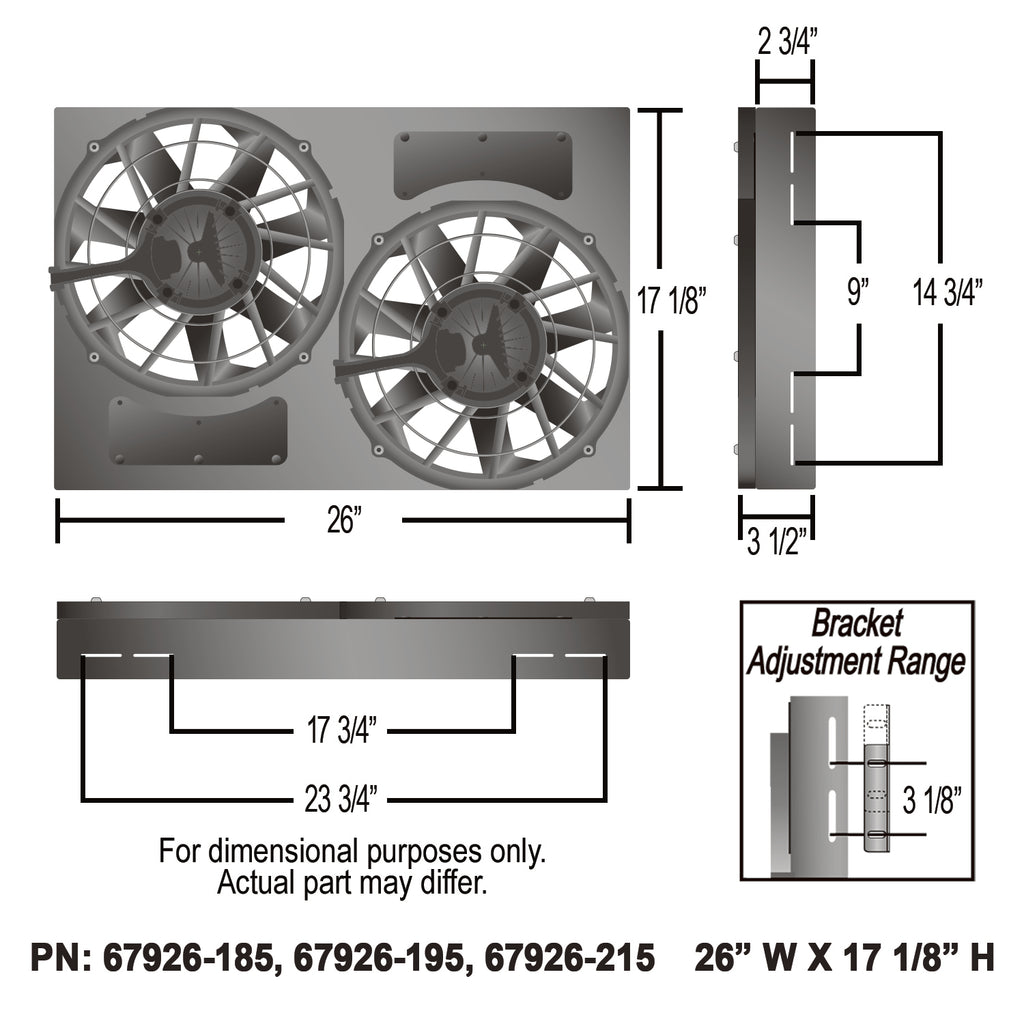 Derale 67926-215 Powerpack - Brushless Dual 12" RAD Fan/Alum Shroud Kit w/ PWM Controller
