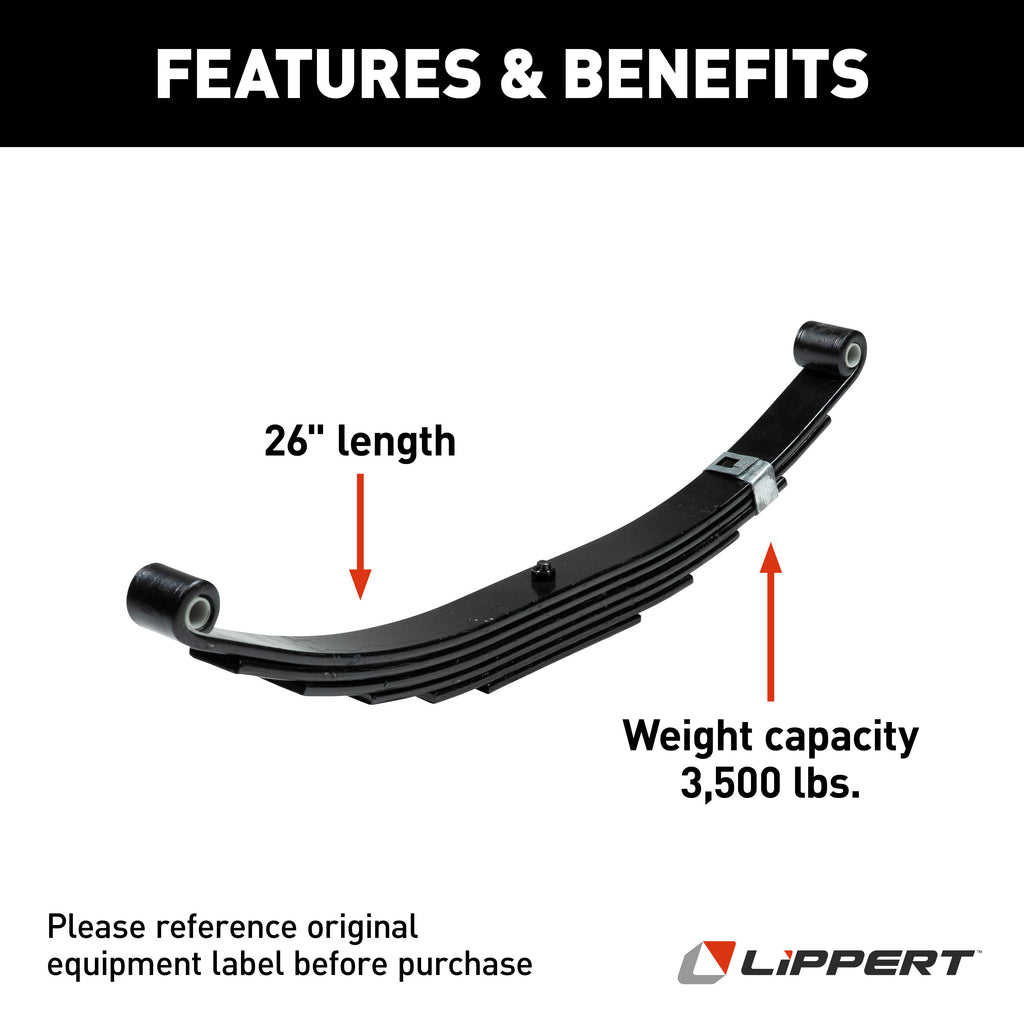 CURT 679372 Trailer Double-Eye Leaf Spring, 3,500-lb. Capacity, 6-Leaf