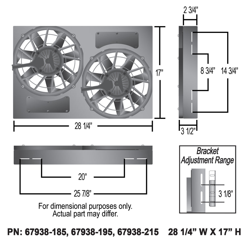 Derale 67938-215 Powerpack - Brushless Dual 12" RAD Fan/Alum Shroud Kit w/ PWM Controller