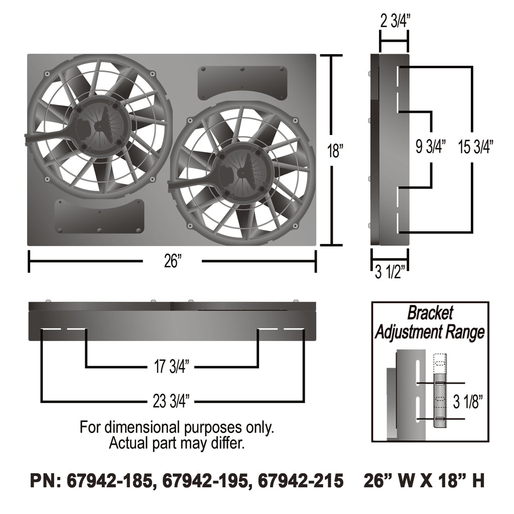 Derale 67942-195 Powerpack - Brushless Dual 12" RAD Fan/Aluminum Shroud w/ PWM Controller
