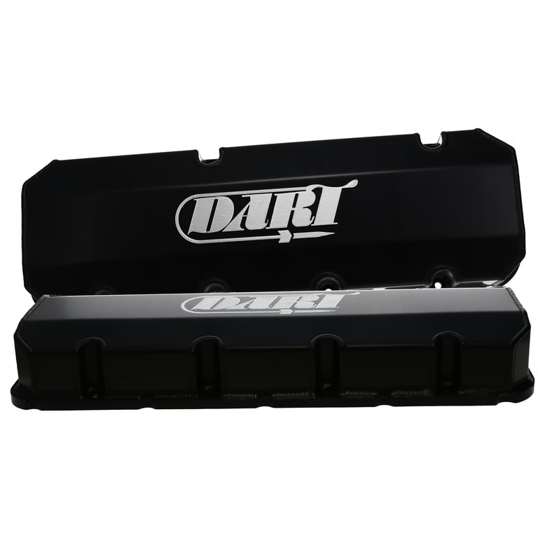 DART 68000033 BBC Fabricated Aluminum Valve Cover Set w/ Logo Black Anodized