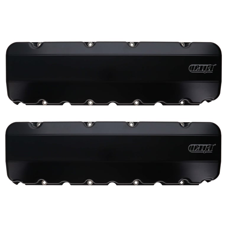 DART 68000036 BBC Billet Aluminum Valve Cover Set w/ Logo Black Anodized
