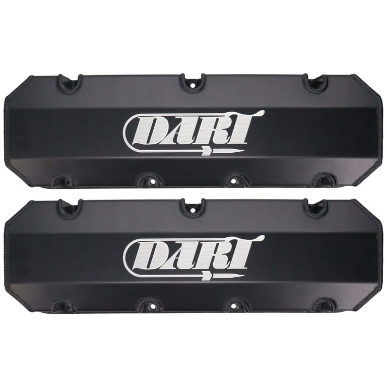 DART 68000043 BBC Fabricated Aluminum Valve Cover Set w/ Logo Black Anodized