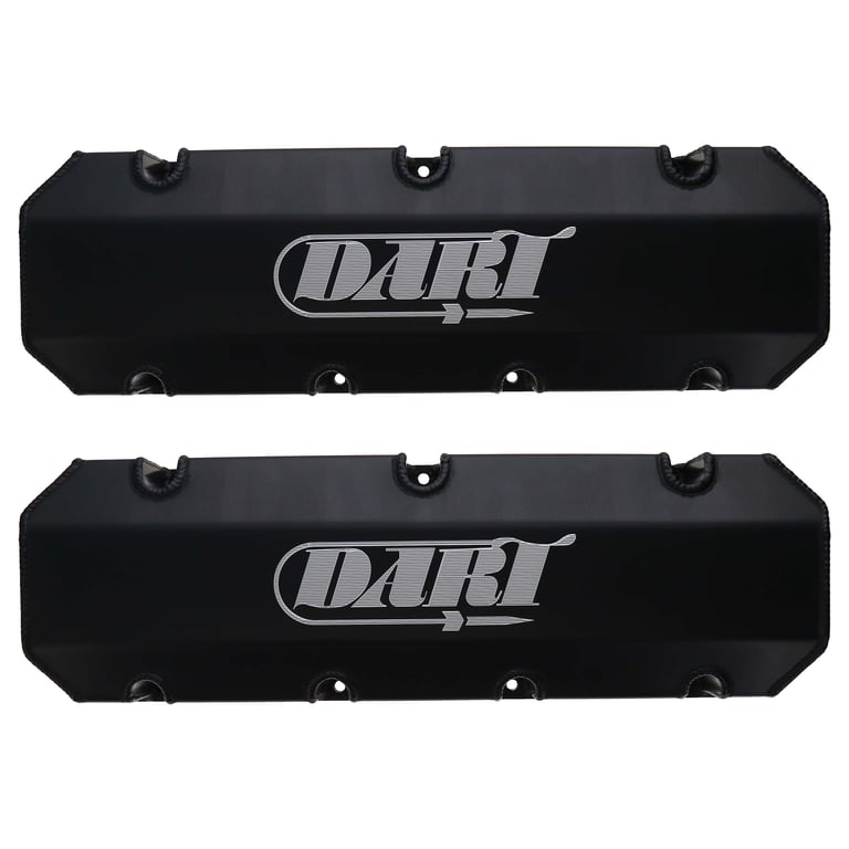 DART 68000047 BBC Fabricated Aluminum Valve Cover Set w/ Logo Black Anodized