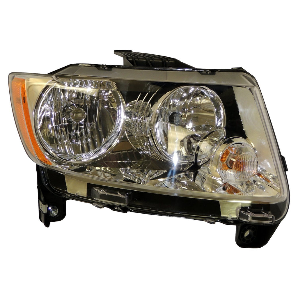 Crown Automotive Jeep Replacement 68088868AA Right Halogen Headlight Assembly for 11-17 Jeep MK Compass w/ Chrome Bezels for Select Jeep Compass