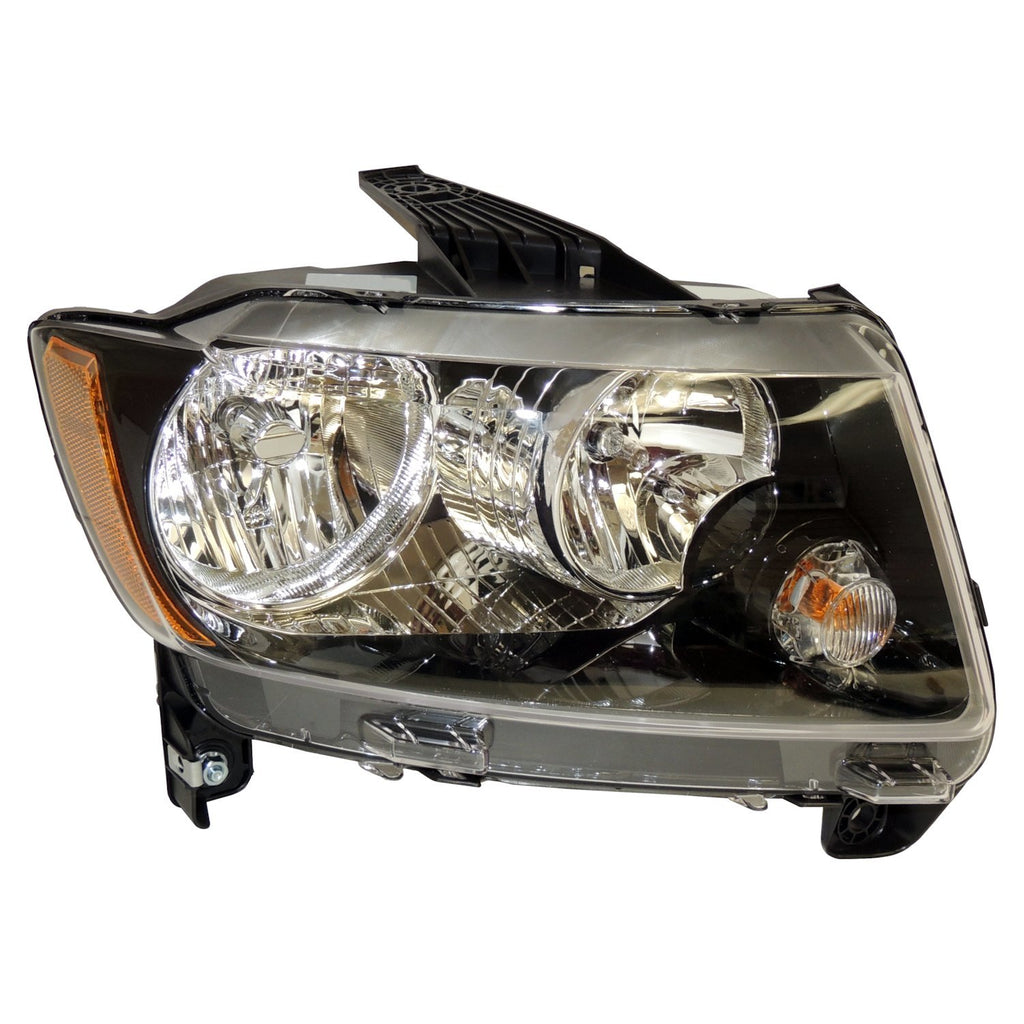 Crown Automotive Jeep Replacement 68171214AB Right Headlight Assy for 11-17 Jeep MK Compass w/ Halogen Bulbs w/ Black Bezel for Select Jeep Compass
