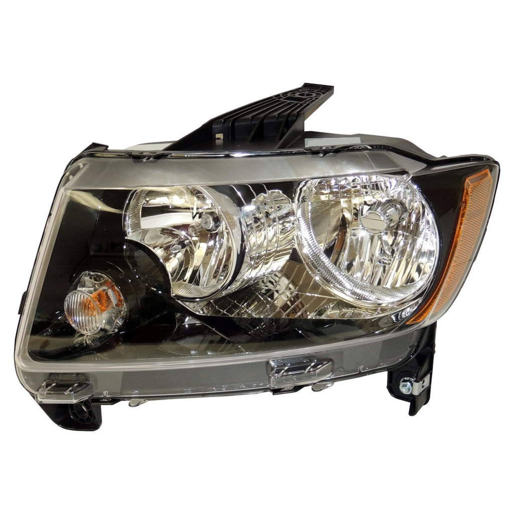 Crown Automotive Jeep Replacement 68171215AB Left Headlight Assy for 11-17 Jeep MK Compass w/ Halogen Bulbs w/ Black Bezel for Select Jeep Compass