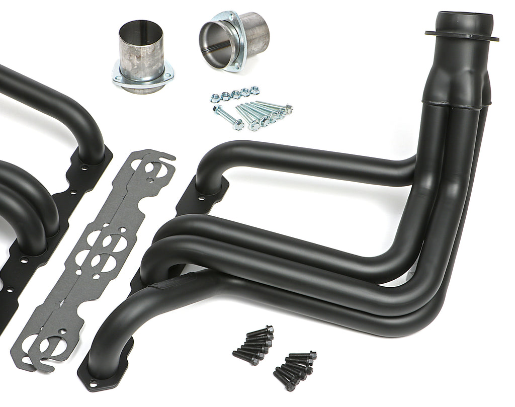 Hedman Hedders 68233 Black Long-Tube Headers for 1958-64 GM X-Frame Cars with 283-400 for Select Chevrolet Bel Air, Chevrolet Biscayne, Chevrolet Brookwood, Chevrolet Del Ray, Chevrolet Impala