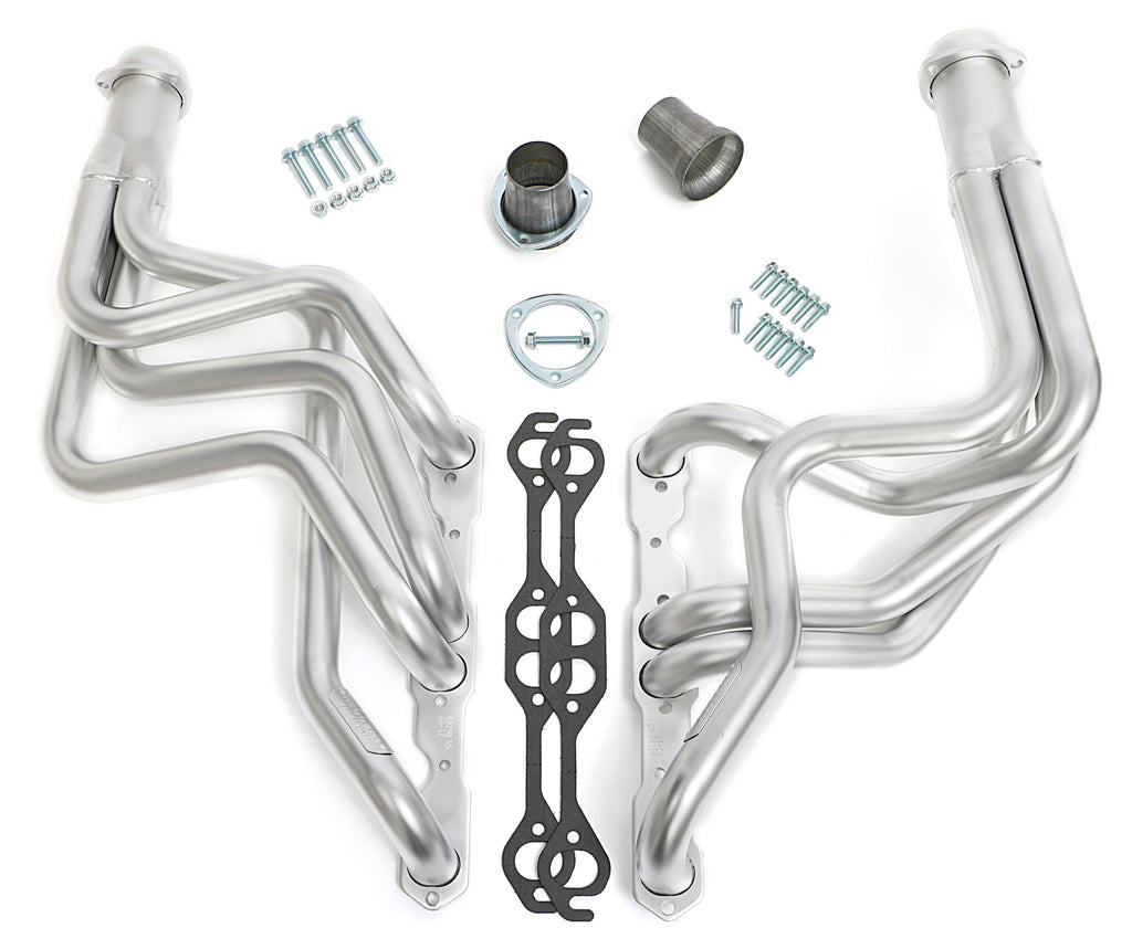 Hedman Hedders 68298 HD Silver 1-5/8 in Long-Tube Headers For 64-77 Chevelle w/283-400 for Select Chevrolet Bel Air, Chevrolet Brookwood, Chevrolet Caprice, Chevrolet Chevelle, Chevrolet El Camino, Chevrolet Impala, Chevrolet Malibu, Chevrolet Monte Carlo