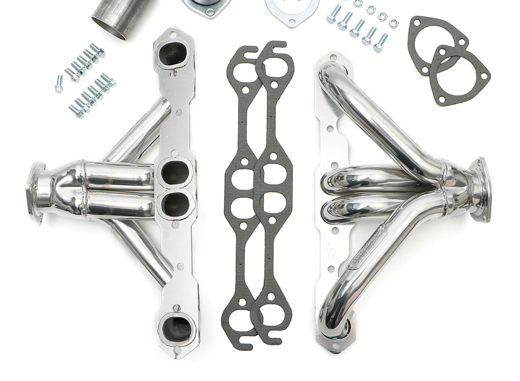Hedman Hedders 68406 Silver 1-5/8 in. Block Hugger Headers For SB Chevy w/Angle-Plugs