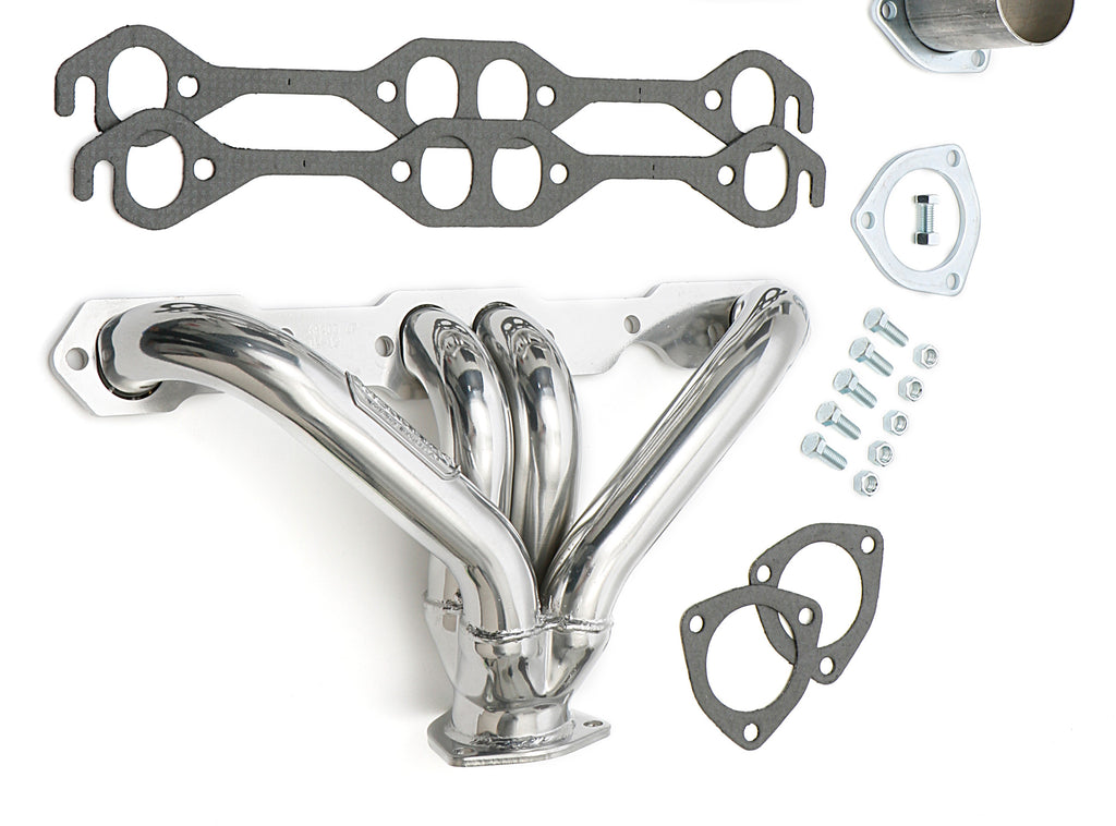 Hedman Hedders 68406 Silver 1-5/8 in. Block Hugger Headers For SB Chevy w/Angle-Plugs