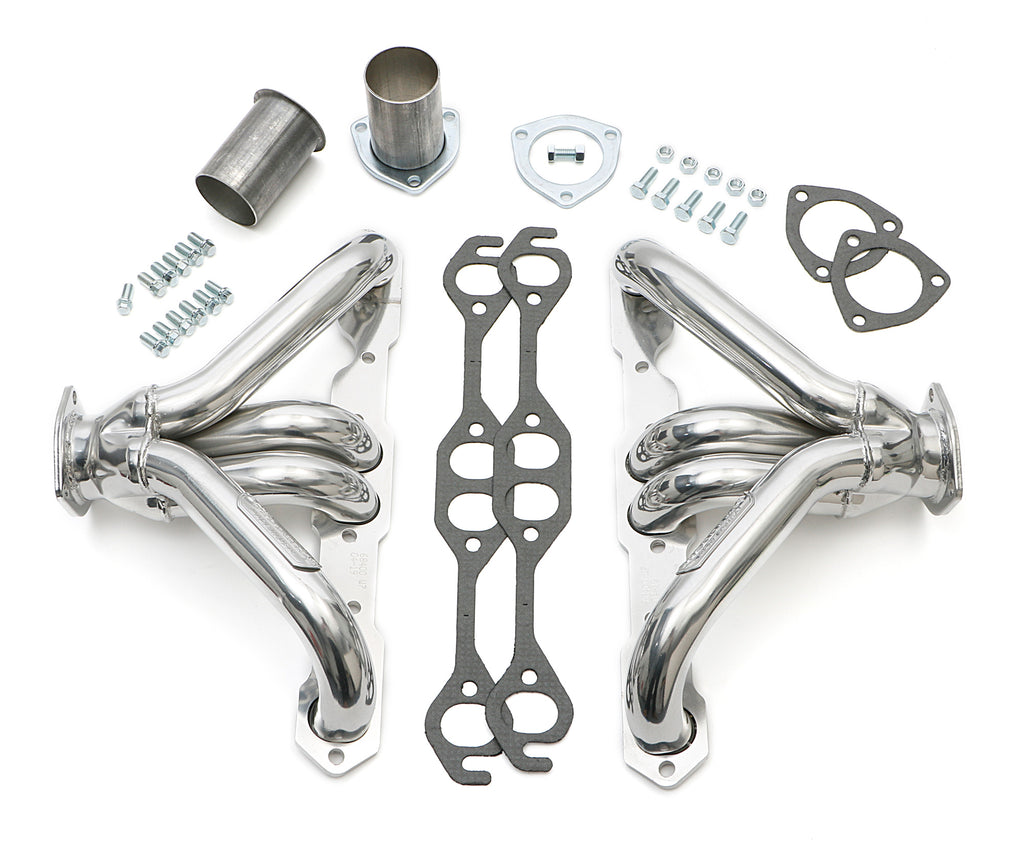 Hedman Hedders 68406 Silver 1-5/8 in. Block Hugger Headers For SB Chevy w/Angle-Plugs
