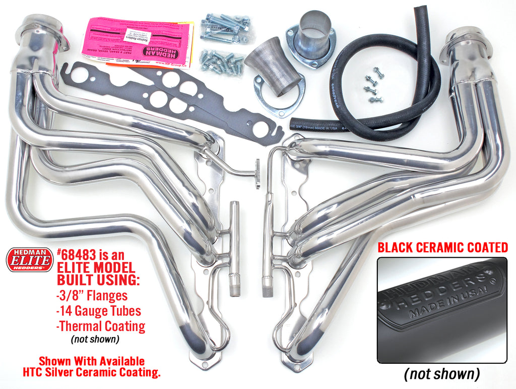 Hedman Hedders 68483 H.D. Black Long-Tube Headers For 87-91 Corvette 283-400 w/A.I.R. for Select Chevrolet Corvette
